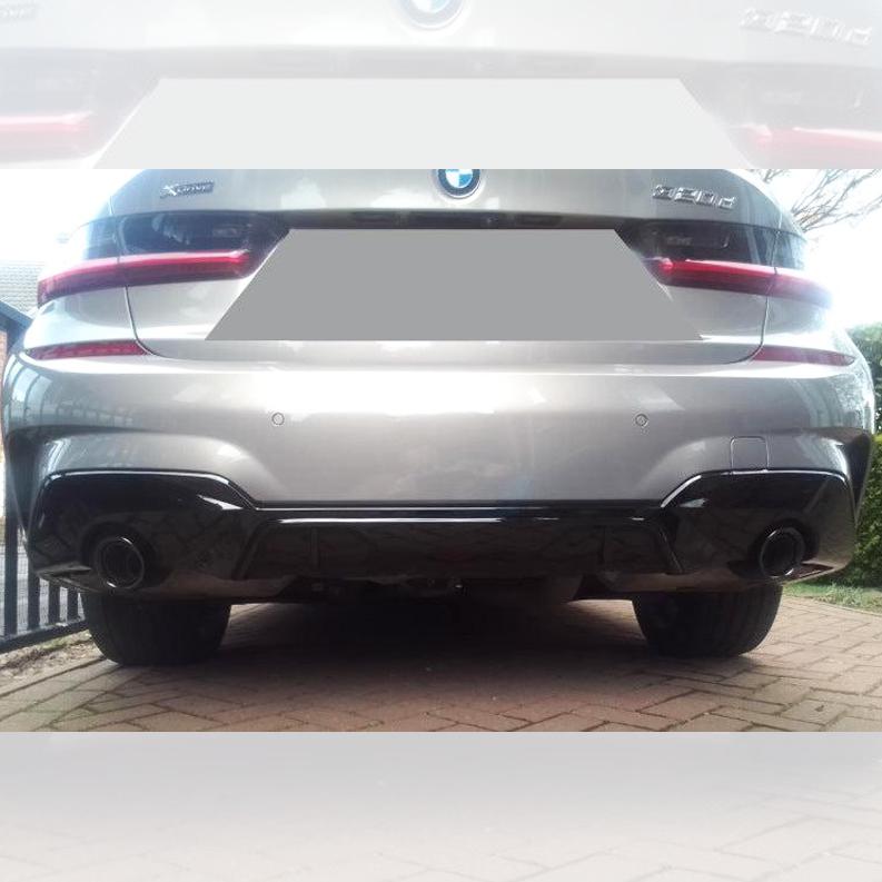 MP Style Gloss Black Rear Diffuser Dual Exhaust for BMW 3 Series G20 G21 Pre-LCI 19-22 - Carbon Factory