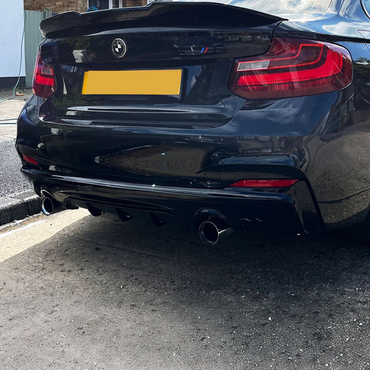 MP Style Gloss Black Rear Diffuser Dual Exhaust for BMW F22 2 Series M Sport 14-Present-Carbon Factory
