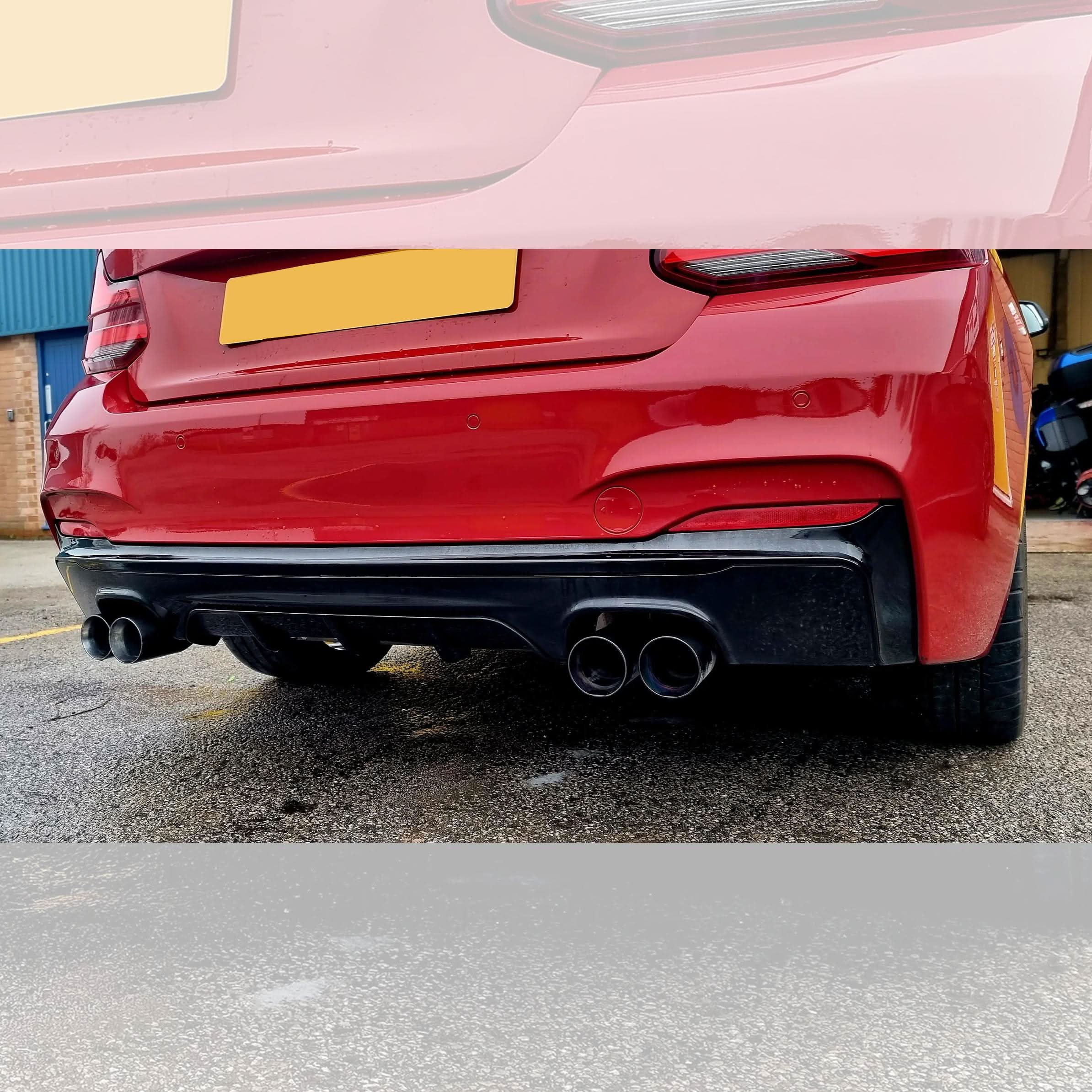 MP Style Gloss Black Rear Diffuser Quad Exhaust for BMW F22 2 Series M Sport 14-Present - Carbon Factory