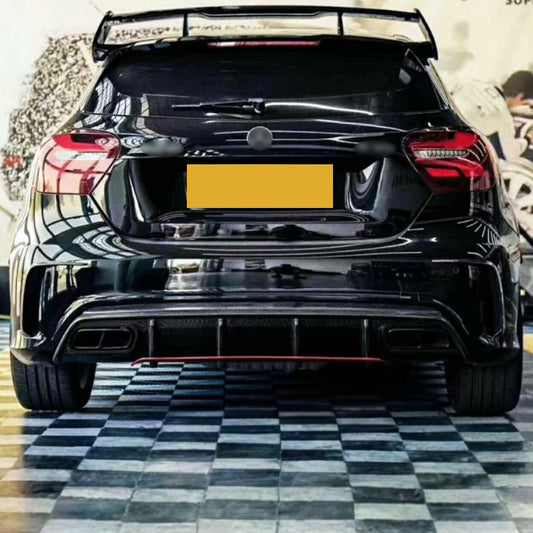 Mercedes Benz W176 A Class AMG Style Gloss Black Rear Diffuser with Exhaust Tips 13-18-Carbon Factory