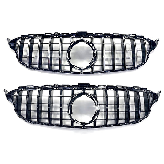 Mercedes Benz W205 C Class GT Style Silver Front Grille 19-21-Carbon Factory