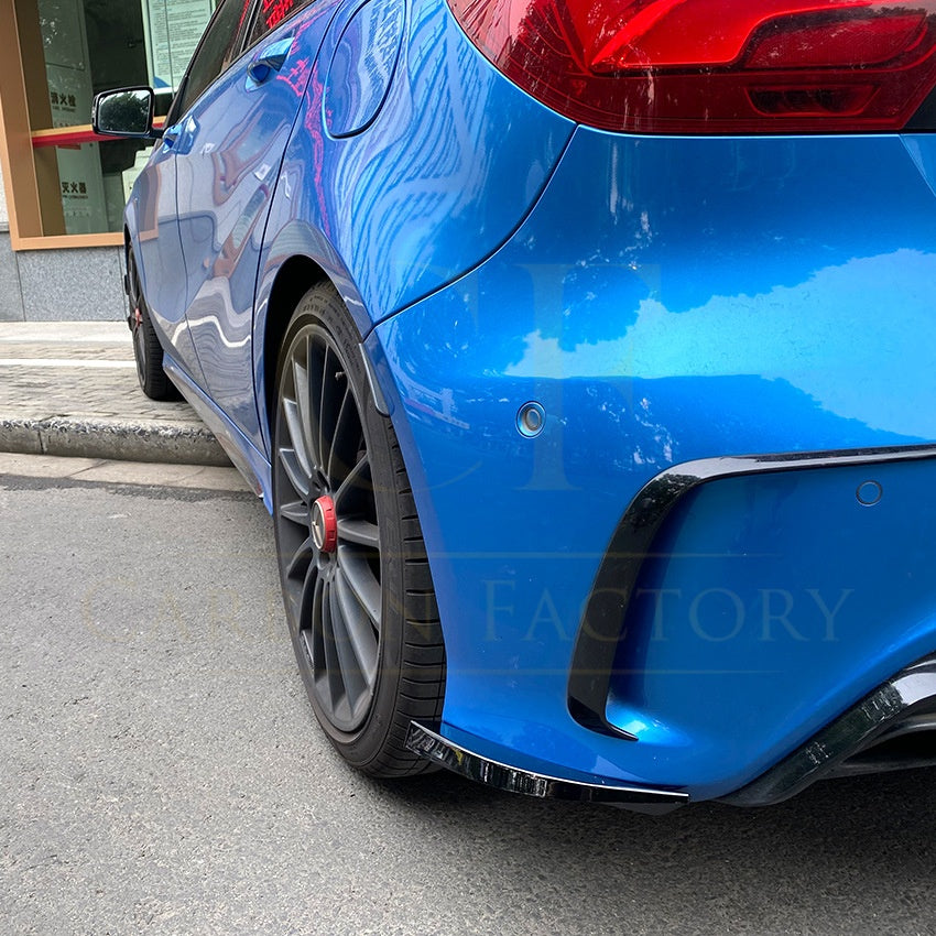 Gloss Black Rear Bumper Spats for Mercedes Benz W176 A Class AMG model 13-18 - Carbon Factory