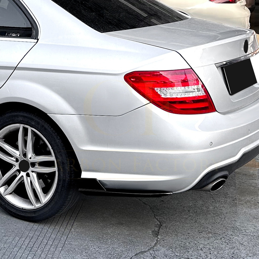 Gloss Black Rear Bumper Spats for Mercedes Benz W204 C Class 08-14 - Carbon Factory