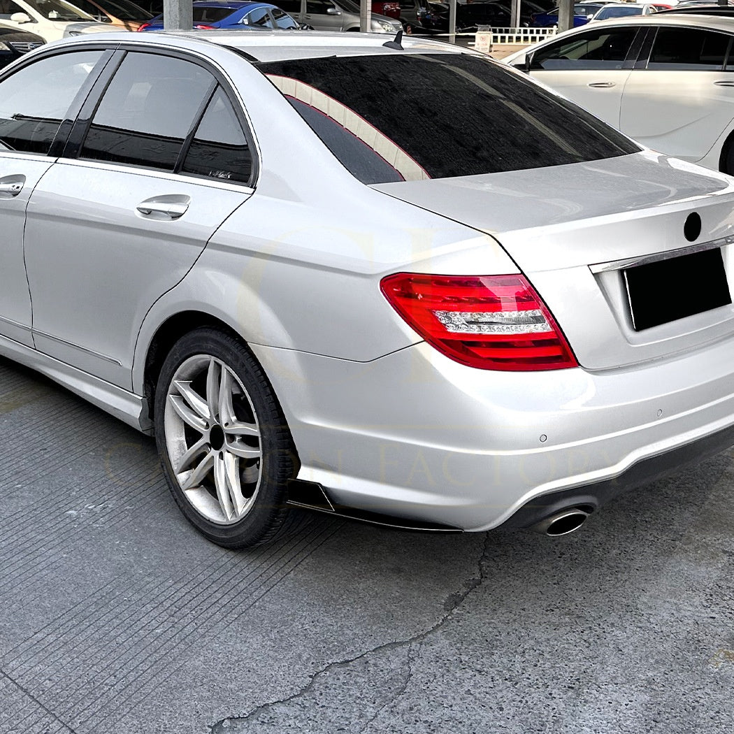 Gloss Black Rear Bumper Spats for Mercedes Benz W204 C Class 08-14 - Carbon Factory