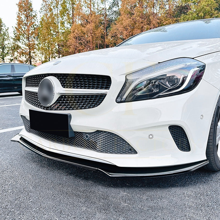 AMG Style Gloss Black Front Splitter for Mercedes Benz W176 A Class 16-18 - Carbon Factory