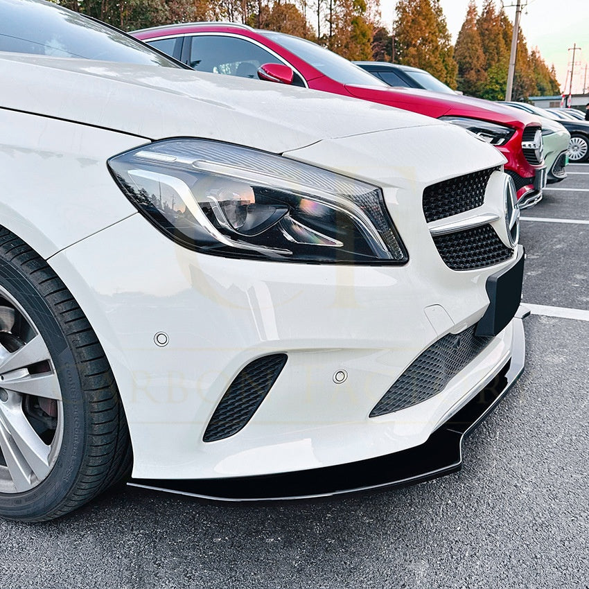 AMG Style Gloss Black Front Splitter for Mercedes Benz W176 A Class 16-18 - Carbon Factory