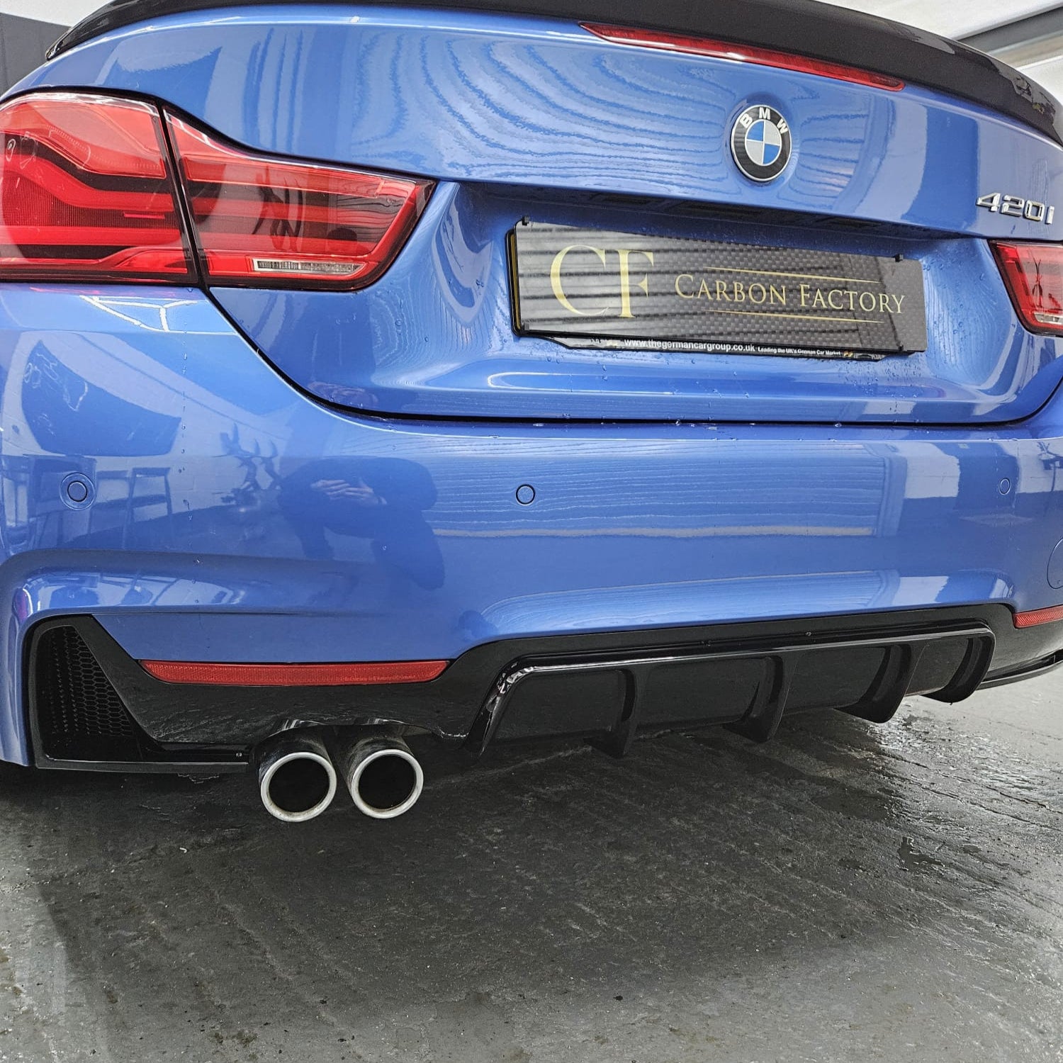 On-Site fitting - Gloss Black Diffuser (no exhaust / bumper on)-Carbon Factory