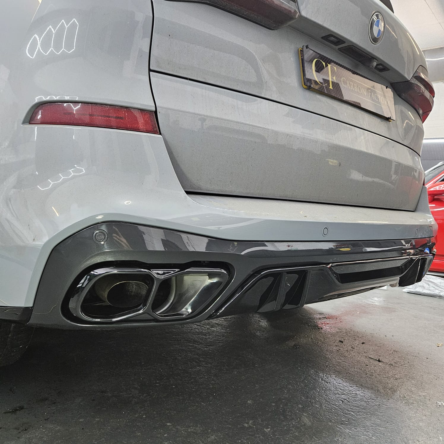 On-Site fitting - Gloss Black Diffuser (with exhaust / bumper off / LED)-Carbon Factory