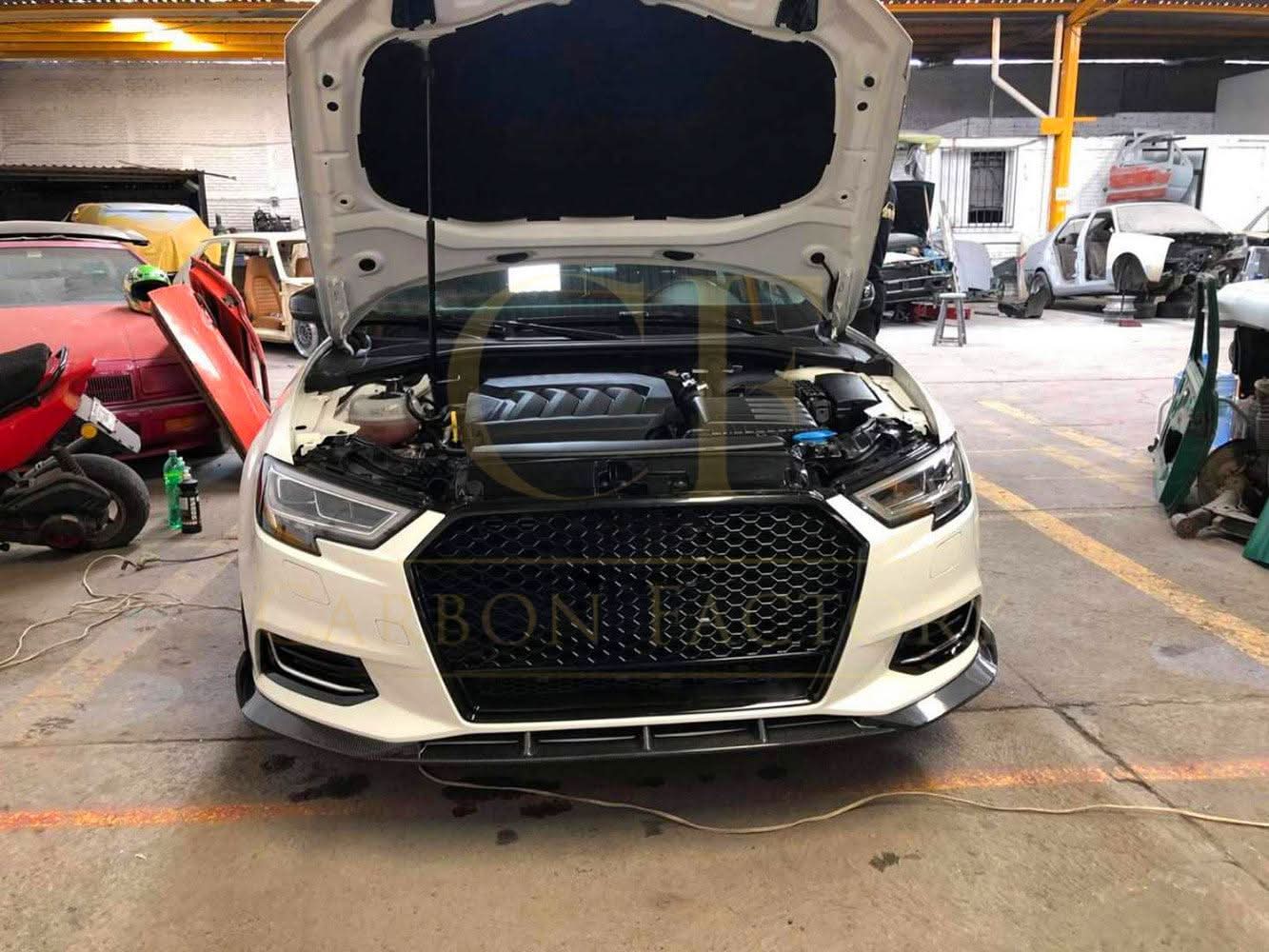P Style Carbon Fibre Front Splitter for Audi A3 Saloon Non S Line 16-19 - Carbon Factory