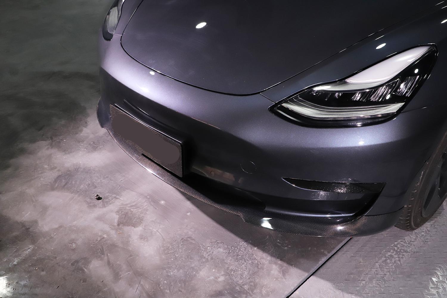 P Style Carbon Fibre Front Splitter for Tesla Model 3 16-23-Carbon Factory