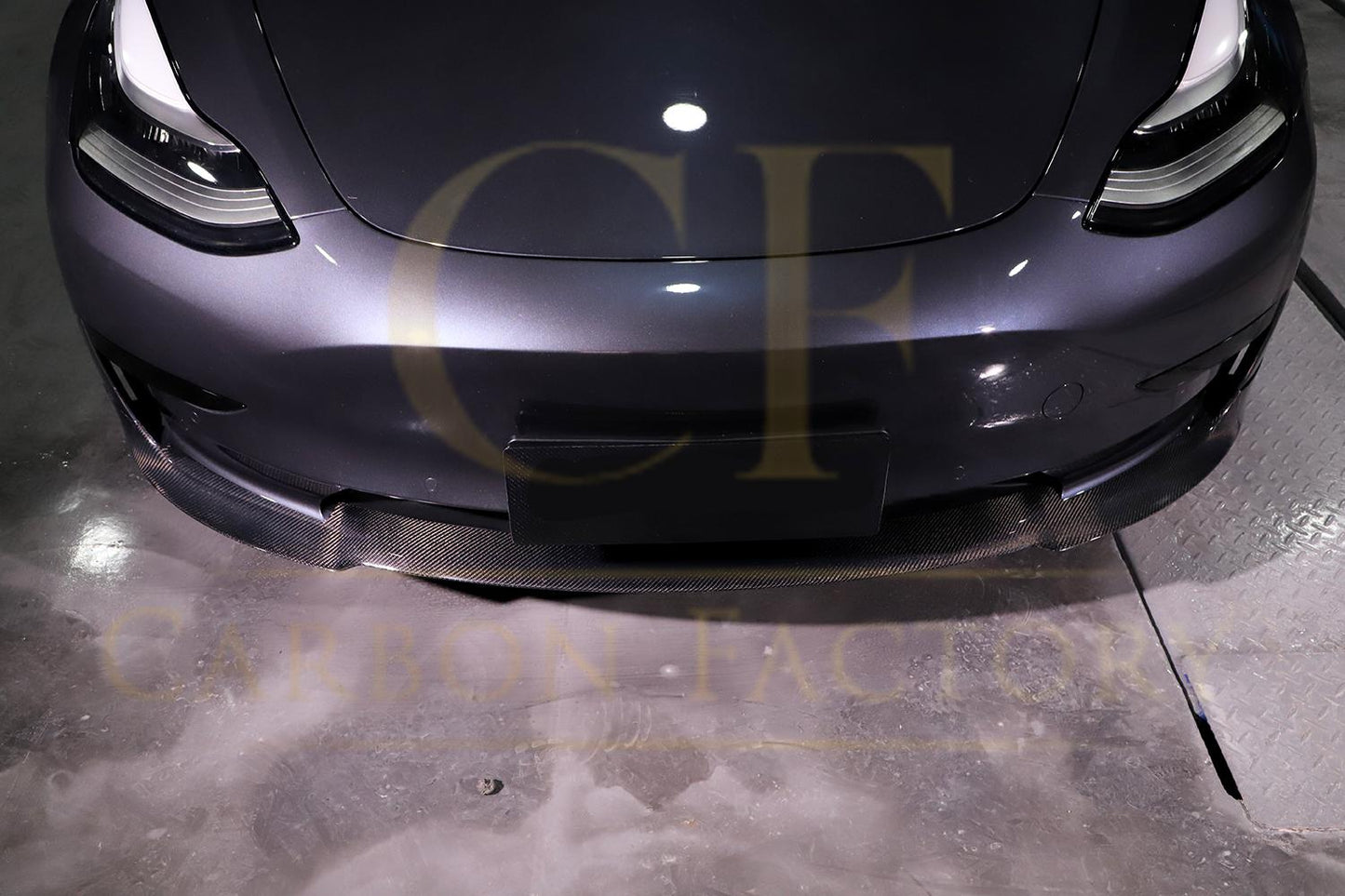 P Style Carbon Fibre Front Splitter for Tesla Model 3 16-23-Carbon Factory