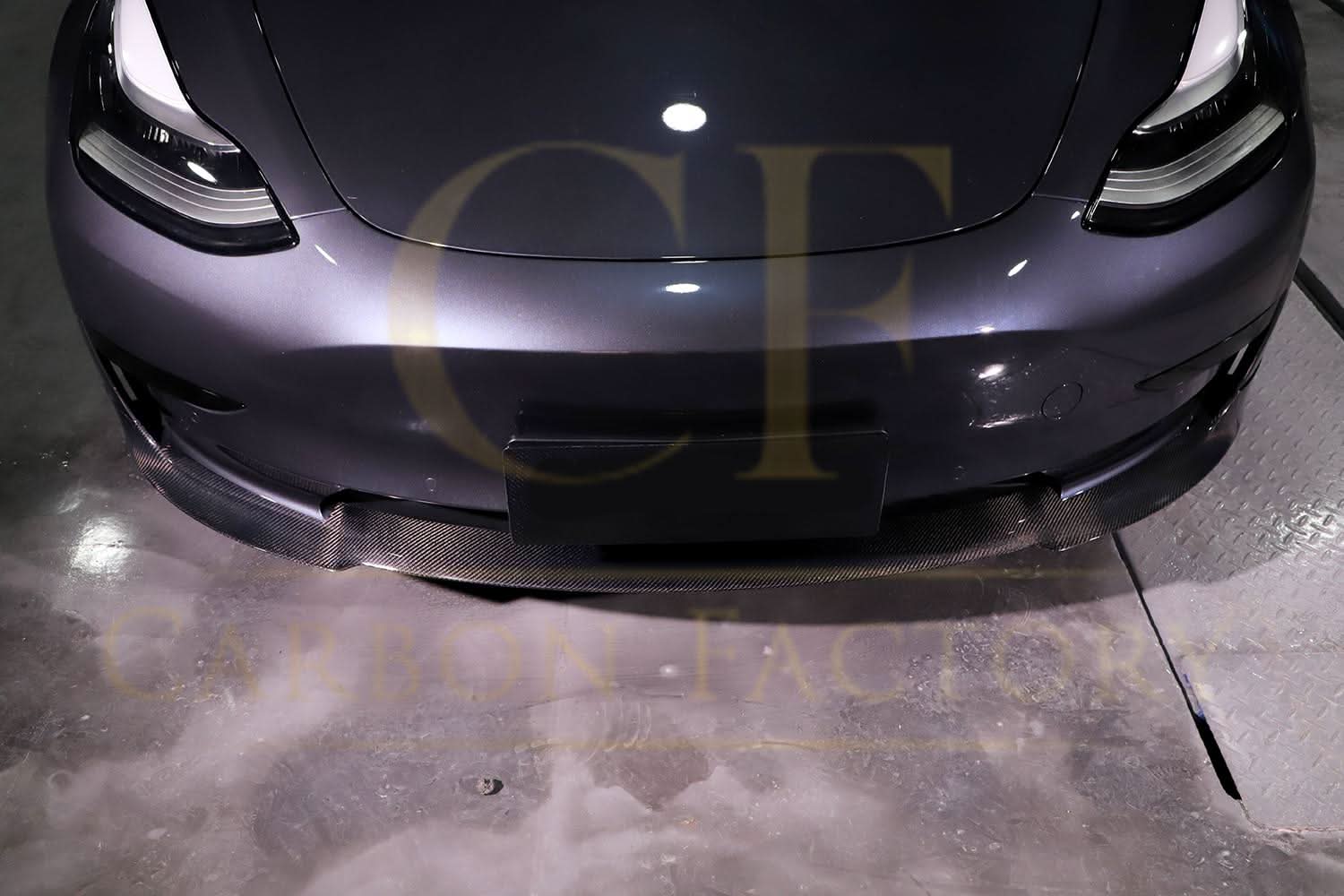 P Style Carbon Fibre Front Splitter for Tesla Model 3 16-23 - Carbon Factory