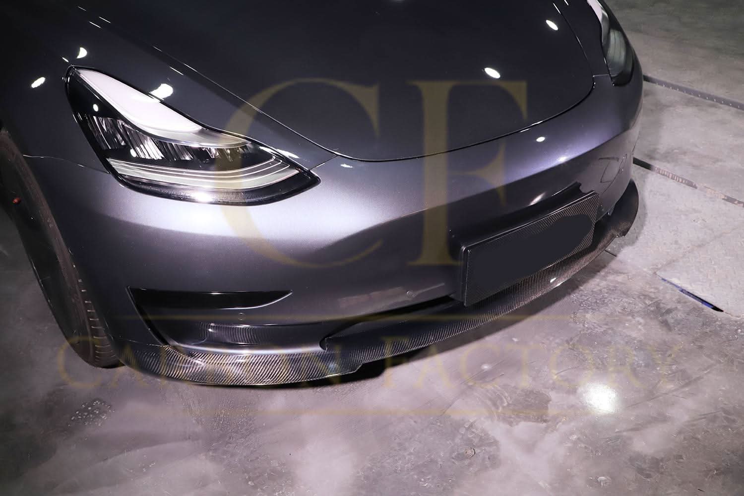 P Style Carbon Fibre Front Splitter for Tesla Model 3 16-23 - Carbon Factory