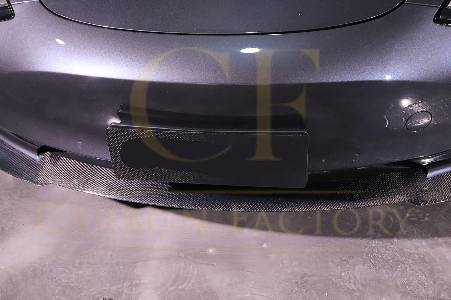 P Style Carbon Fibre Front Splitter for Tesla Model 3 16-23-Carbon Factory