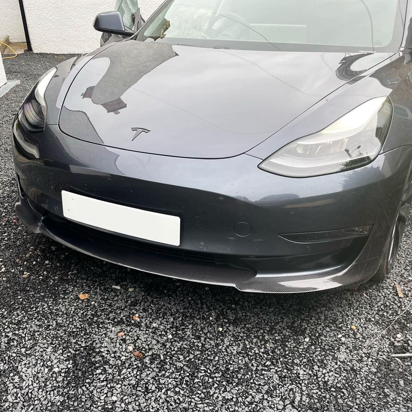 P Style Carbon Fibre Front Splitter for Tesla Model 3 16-23 - Carbon Factory