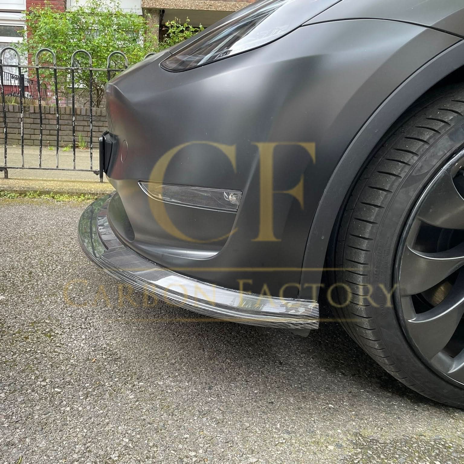 P Style Carbon Fibre Front Splitter for Tesla Model Y 19-23 - Carbon Factory