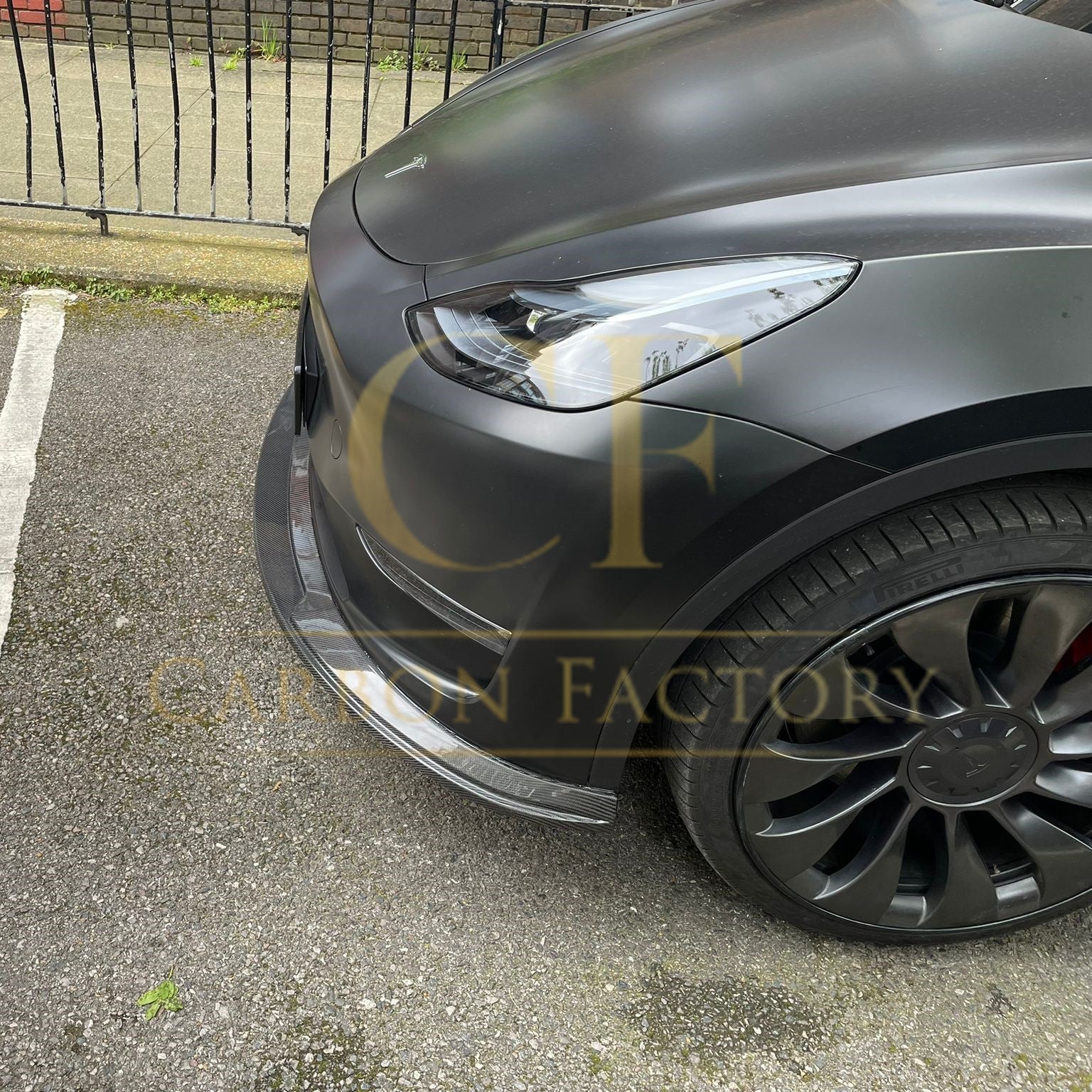 P Style Carbon Fibre Front Splitter for Tesla Model Y 19-23-Carbon Factory