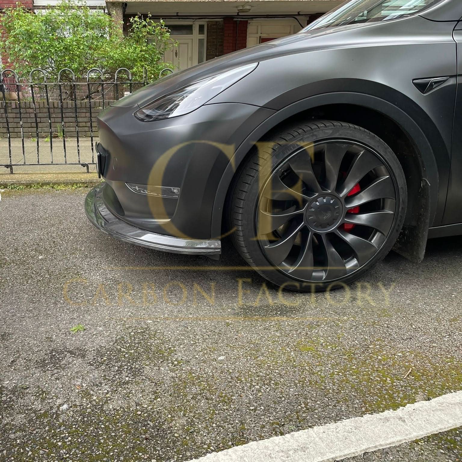 P Style Carbon Fibre Front Splitter for Tesla Model Y 19-23 - Carbon Factory