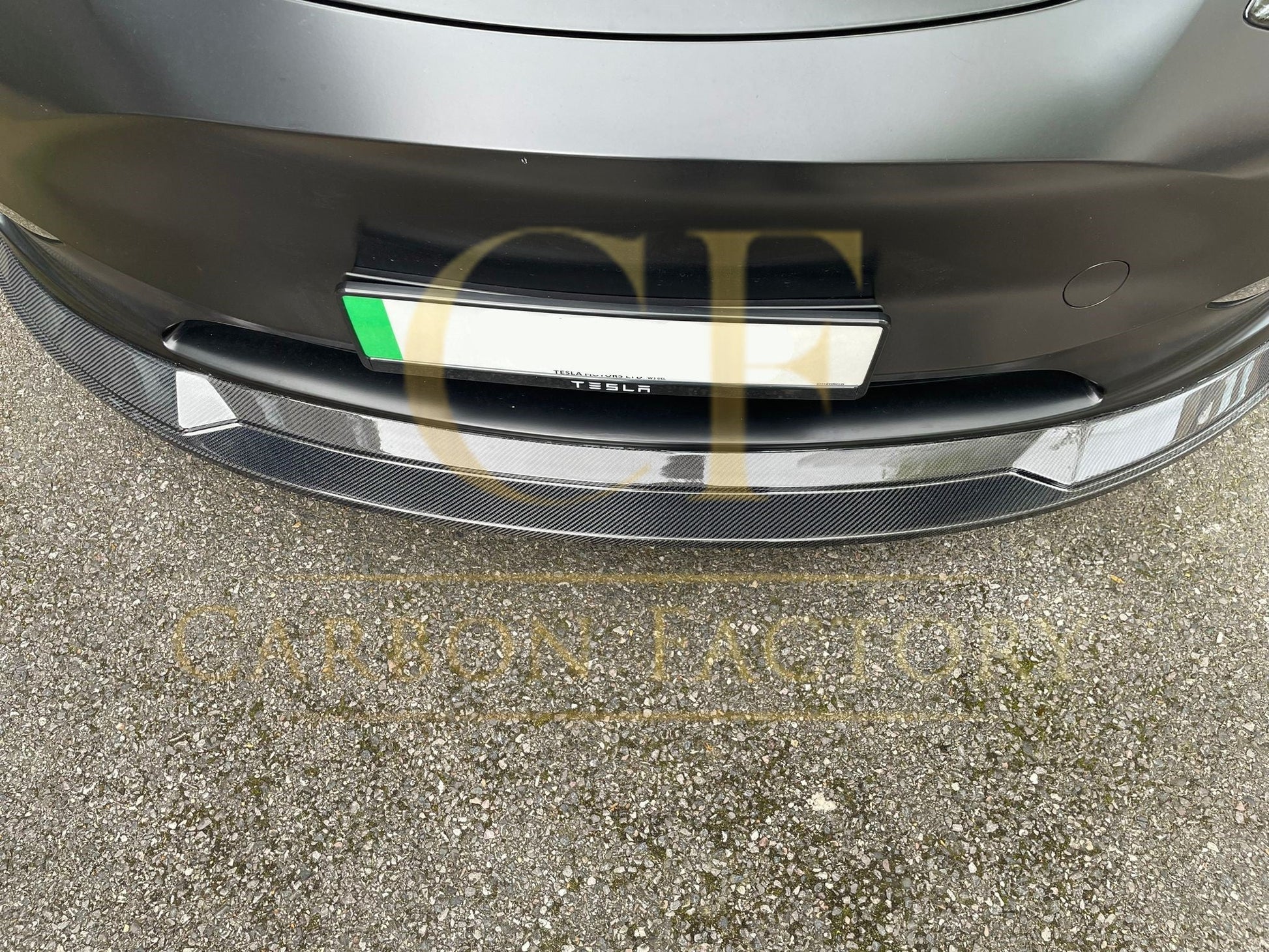 P Style Carbon Fibre Front Splitter for Tesla Model Y 19-23-Carbon Factory