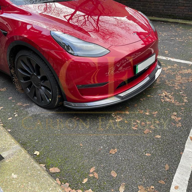 P Style Carbon Fibre Front Splitter for Tesla Model Y 19-23-Carbon Factory