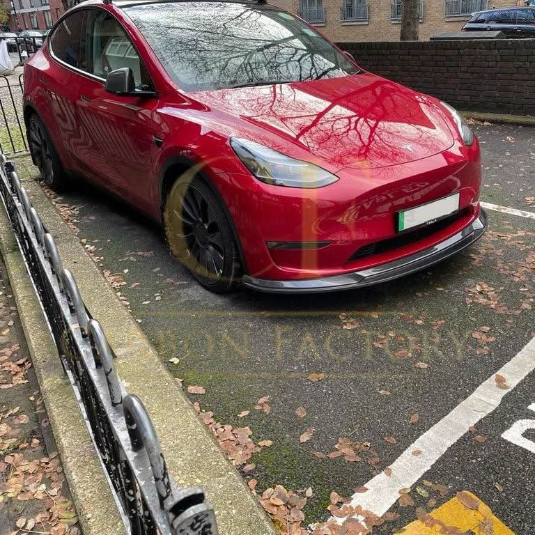 P Style Carbon Fibre Front Splitter for Tesla Model Y 19-23 - Carbon Factory