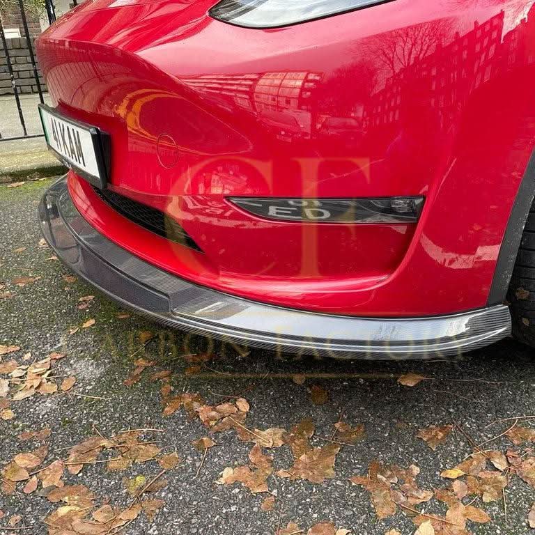 P Style Carbon Fibre Front Splitter for Tesla Model Y 19-23 - Carbon Factory