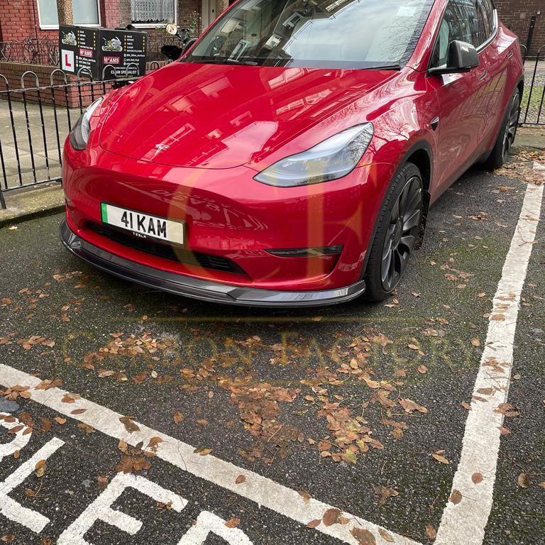 P Style Carbon Fibre Front Splitter for Tesla Model Y 19-23-Carbon Factory