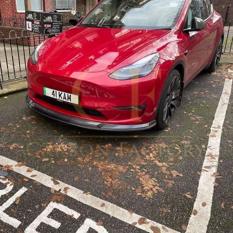 P Style Carbon Fibre Front Splitter for Tesla Model Y 19-23 - Carbon Factory