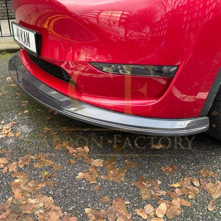 P Style Carbon Fibre Front Splitter for Tesla Model Y 19-23 - Carbon Factory