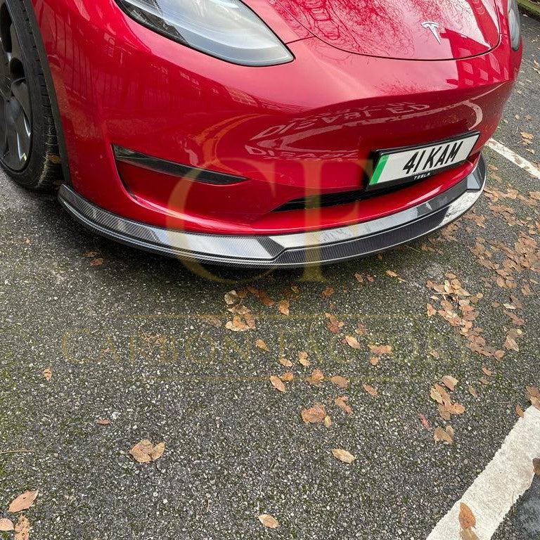 P Style Carbon Fibre Front Splitter for Tesla Model Y 19-23-Carbon Factory