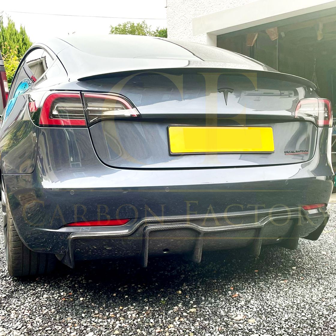 P Style Carbon Fibre Rear Diffuser for Tesla Model 3 16-23-Carbon Factory