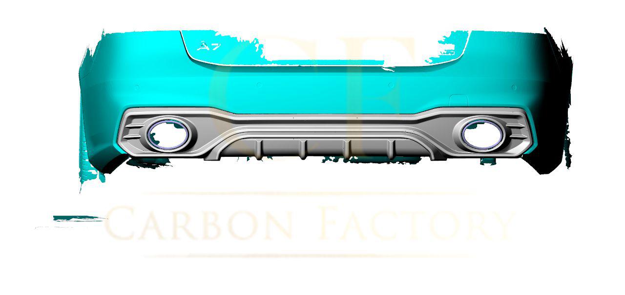 P Style Pre-Preg Carbon Fibre Rear Diffuser with Exhaust Tips for Audi 4K A7 S Line S7 19-22-Carbon Factory