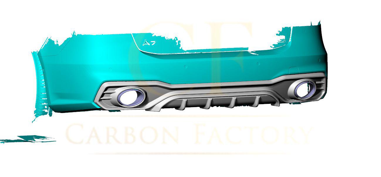 P Style Pre-Preg Carbon Fibre Rear Diffuser with Exhaust Tips for Audi 4K A7 S Line S7 19-22-Carbon Factory