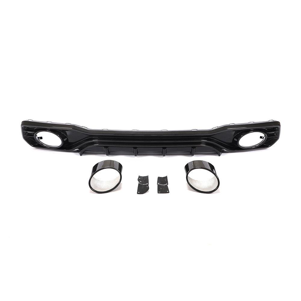 P Style Pre-Preg Carbon Fibre Rear Diffuser with Exhaust Tips for Audi 4K A7 S Line S7 19-22-Carbon Factory