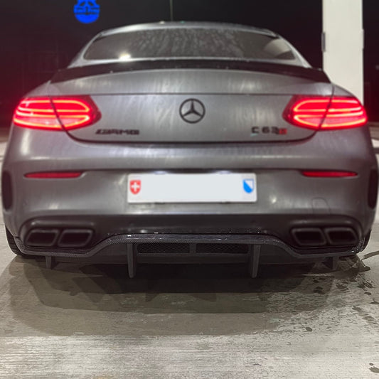 PSM Style Carbon Fibre Rear Diffuser for Mercedes W205 C Class Coupe & C63 2 Door 15-21-Carbon Factory