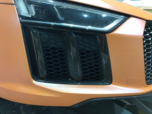 Pre-Preg Carbon Fibre Front Bumper Side Trims for Audi R8 V10 Gen 2 15-19-Carbon Factory