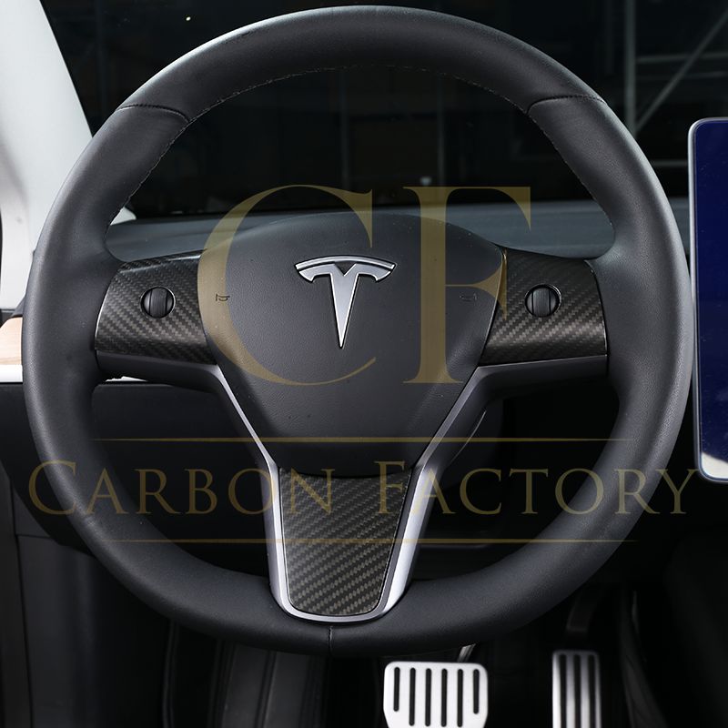 Pre-Preg Carbon Fibre Steering Wheel Trims for Tesla Model 3 & Model Y 17-23-Carbon Factory