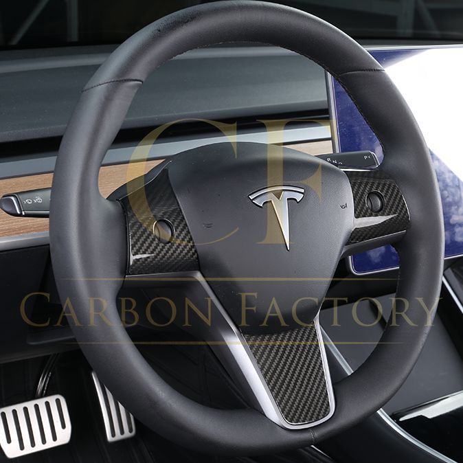 Pre-Preg Carbon Fibre Steering Wheel Trims for Tesla Model 3 & Model Y 17-23-Carbon Factory