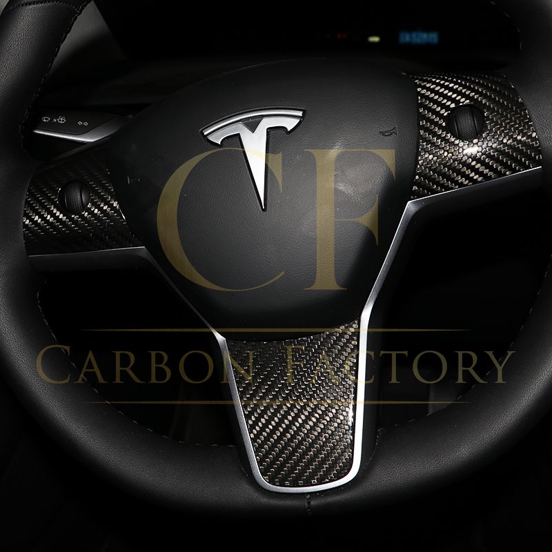 Pre-Preg Carbon Fibre Steering Wheel Trims for Tesla Model 3 & Model Y 17-23-Carbon Factory