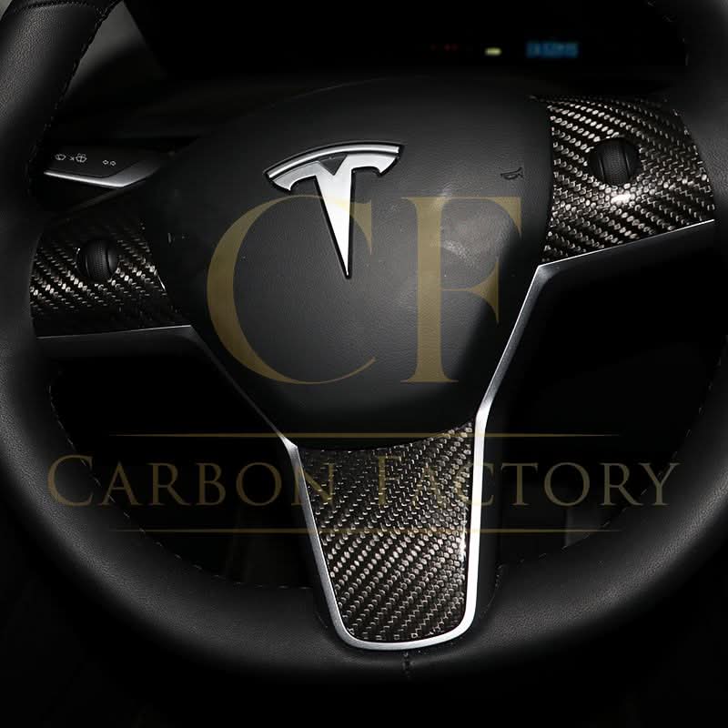 Pre-Preg Carbon Fibre Steering Wheel Trims for Tesla Model 3 & Model Y 17-23 - Carbon Factory