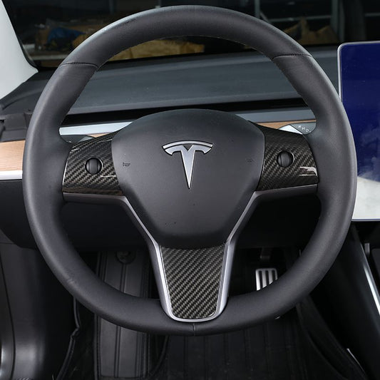 Pre-Preg Carbon Fibre Steering Wheel Trims for Tesla Model 3 & Model Y 17-23-Carbon Factory