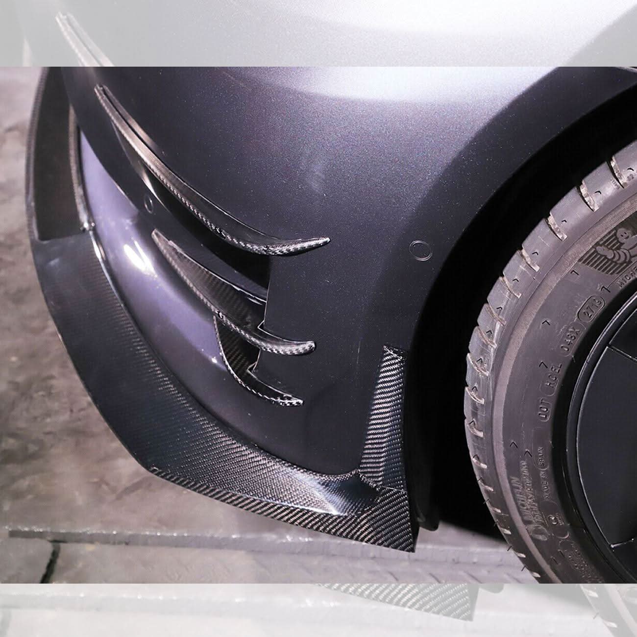 Pre-Preg Carbon Front Canards 6 Pieces Set for Tesla Model 3 16-23 - Carbon Factory