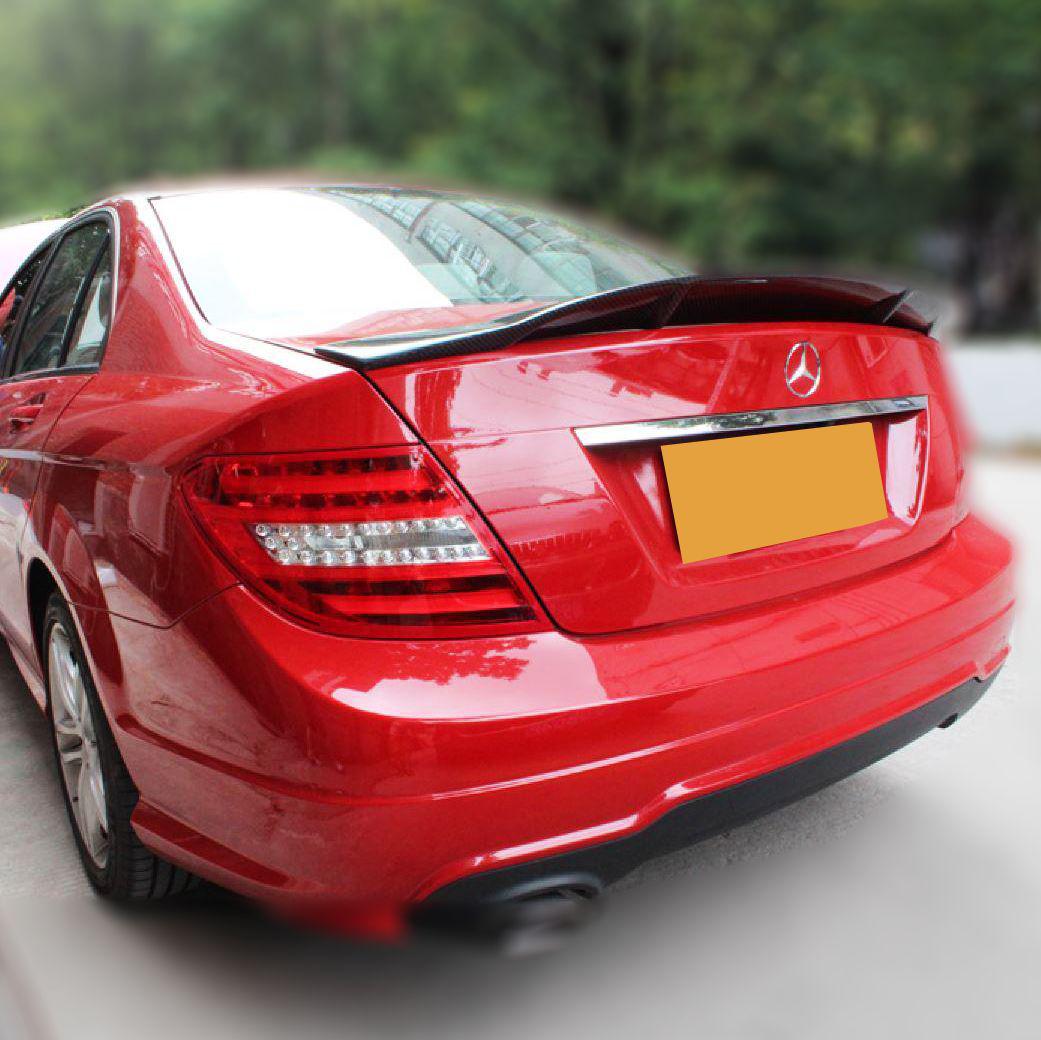 REN Style Carbon Fibre Boot Spoiler for Mercedes Benz W204 C Class Saloon 07-14-Carbon Factory