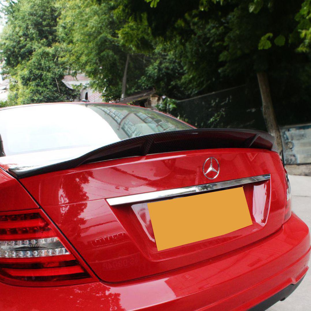 REN Style Carbon Fibre Boot Spoiler for Mercedes Benz W204 C Class Saloon 07-14-Carbon Factory