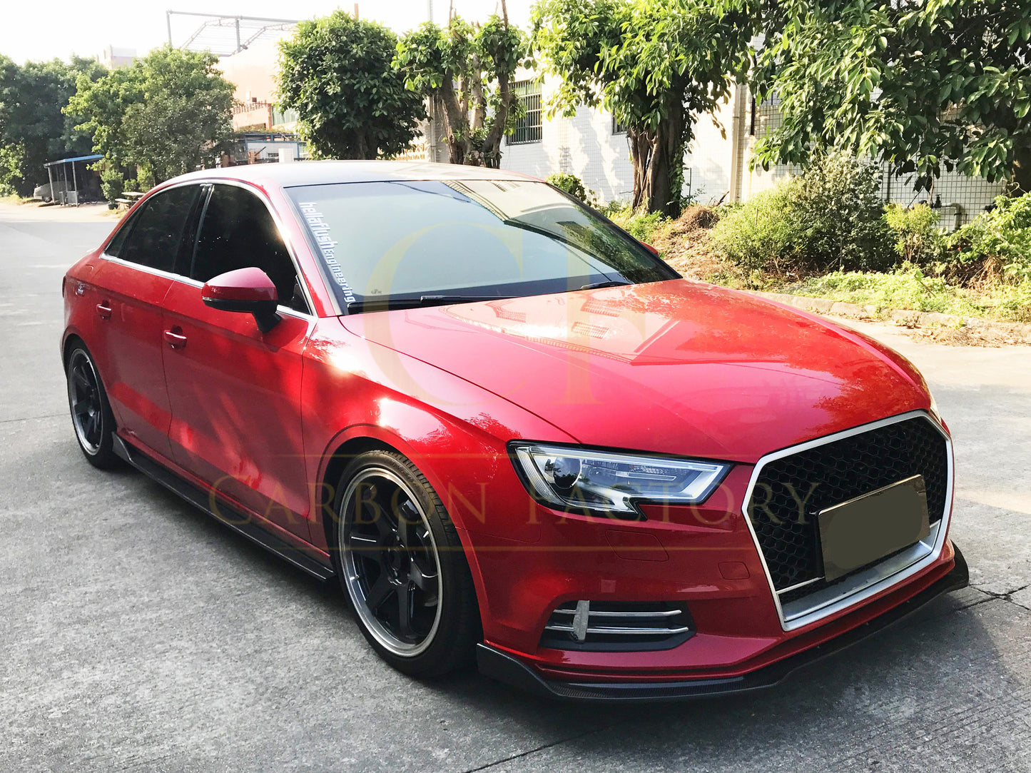 RS Style Carbon Fibre Front Splitter for Audi A3 Saloon Non S Line 16-19-Carbon Factory