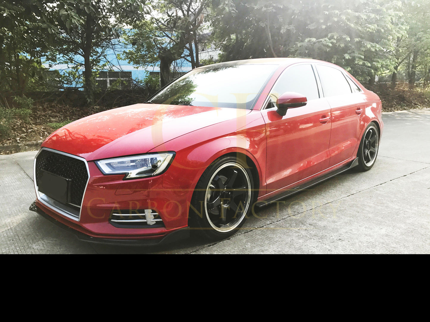 RS Style Carbon Fibre Front Splitter for Audi A3 Saloon Non S Line 16-19-Carbon Factory