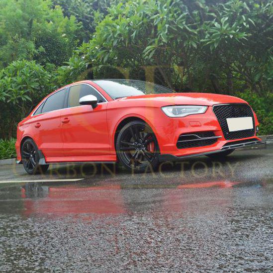 RS Style Carbon Fibre Front Splitter for Audi A3 Saloon S Line & S3 13-15-Carbon Factory