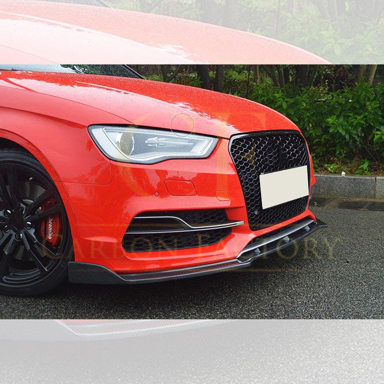 RS Style Carbon Fibre Front Splitter for Audi A3 Saloon S Line & S3 13-15-Carbon Factory