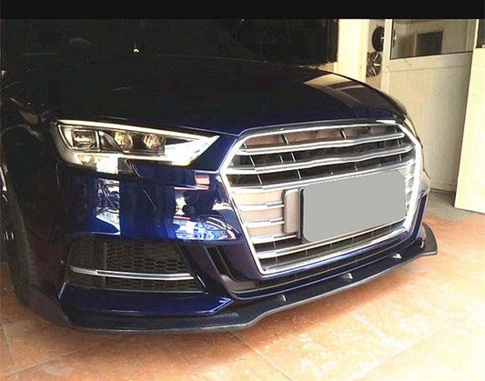 RS Style Carbon Fibre Front Splitter for Audi A3 Saloon S Line & S3 16-19-Carbon Factory