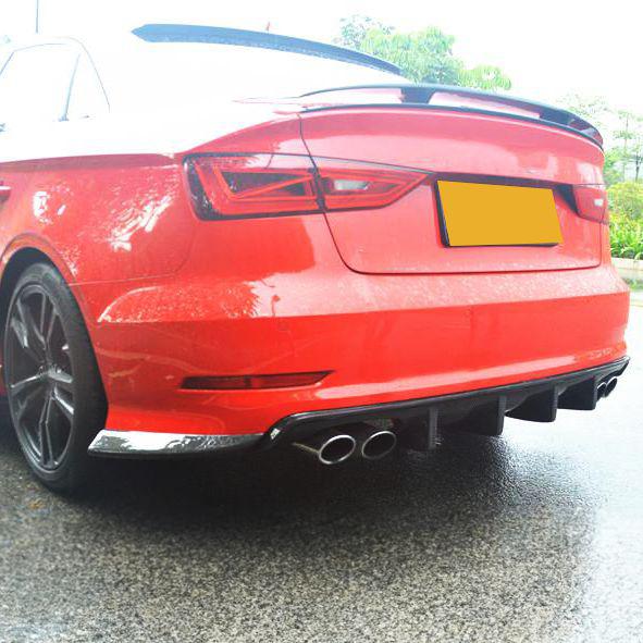 RS Style Carbon Fibre Rear Diffuser for Audi A3 S Line S3 Saloon 13-15-Carbon Factory